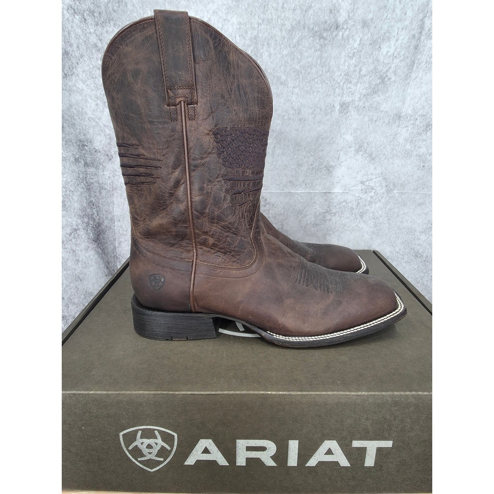 Ariat Circuit Patriot Cowboy Boots Mens 12 Extra Wide Brown Leather 10029699 New